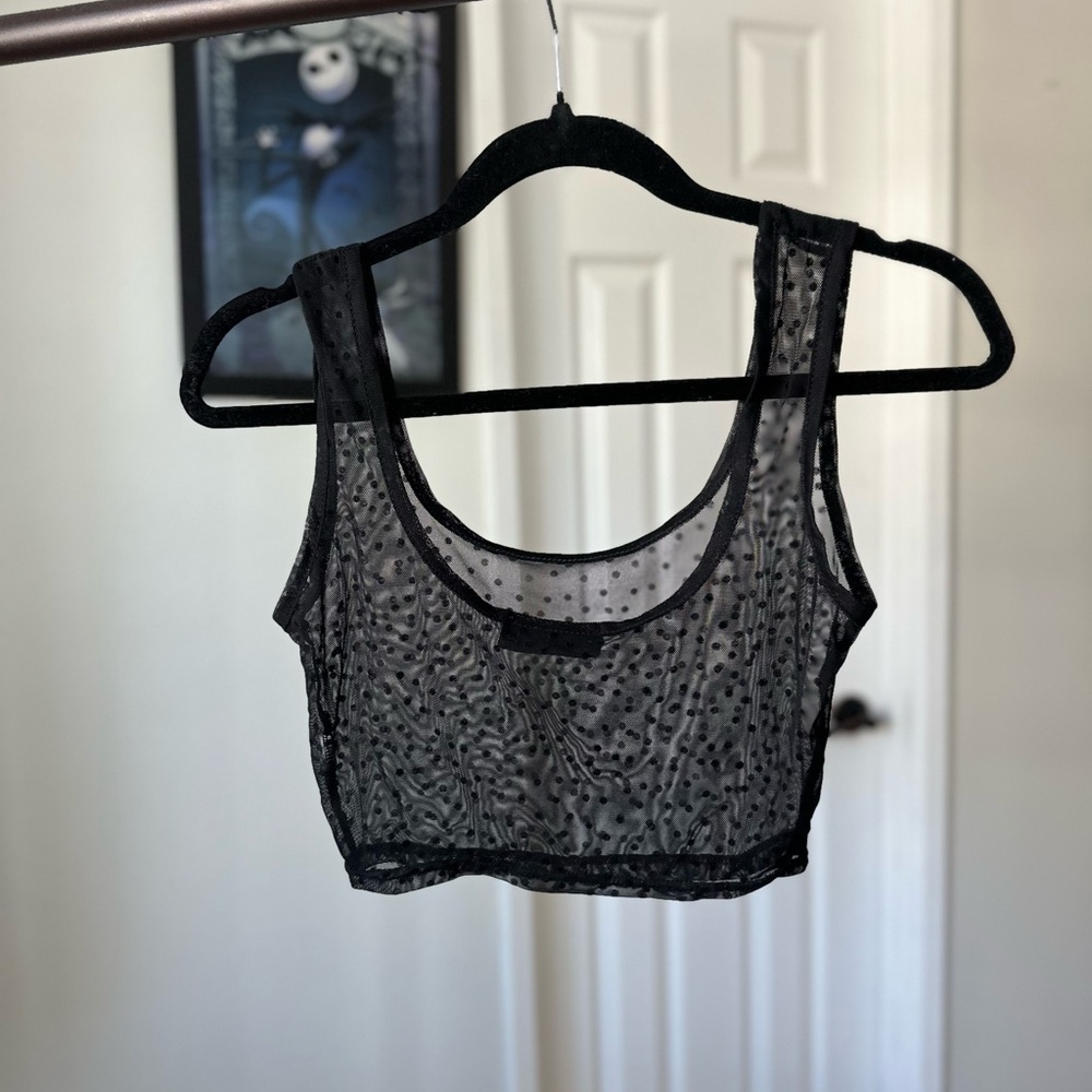 Missguided Sheer Dobby Polka Dot Top